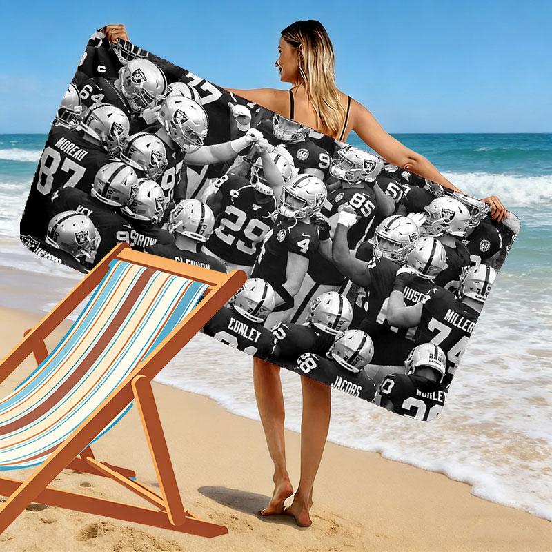 Raiders Players Print Beach Towel, Large Soft Quick Dry Towel for Beach Camping Swimming