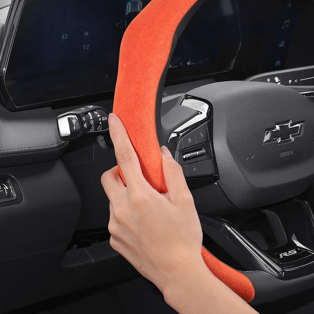 Suitable for Chevrolet Premium Suede Snap-On Steering Wheel Cover, Non-Slip and Durable, Round and D-Shaped Steering Wheel Available Cruze Spark Capti