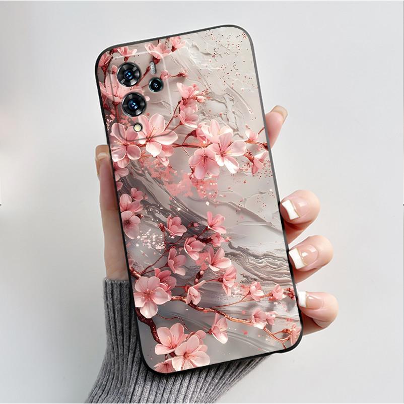 For ZTE V40 Pro 9046 Case Black Jelly Soft Silicone TPU Butterfly Flowers Pattern Phone Casing For ZTE Blade V40 Pro Back Cover