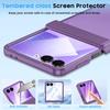 Translucent Matte Protective Case with Tempered Glass Screen Protector for Samsung Galaxy Z Flip 7, Hinge Protection Slim Cover-Purple