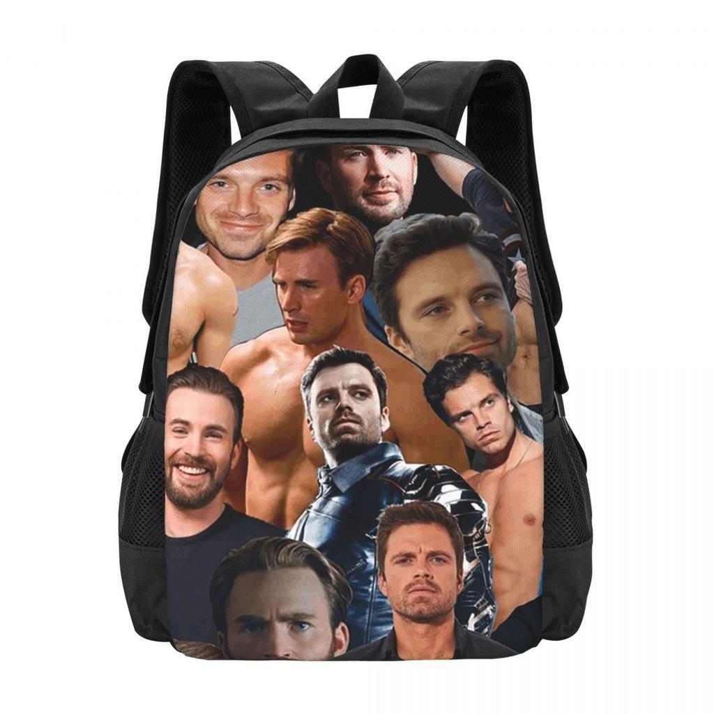 Sebastian Stan And Chris Evans Collage Backpack Hot Sale Daypack Large Capacity BookBag School Bag Shoulder Bags for Men Women