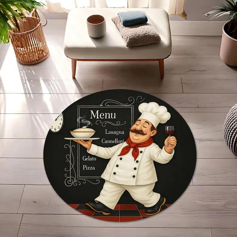 

Kitchen Round Kitchen Carpet Washable Non-Slip Kitchen Rug Modern Kitchen Rug Home Decor Carpet Kitchen Food Decor Kitchen Mat 100cm