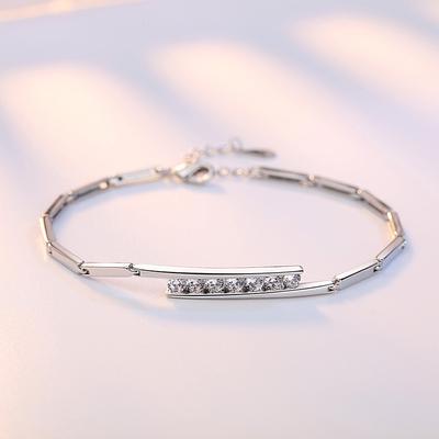 Bracelet en argent simple et tendance pour femme, accessoire de mode, magnifique bracelet romantique