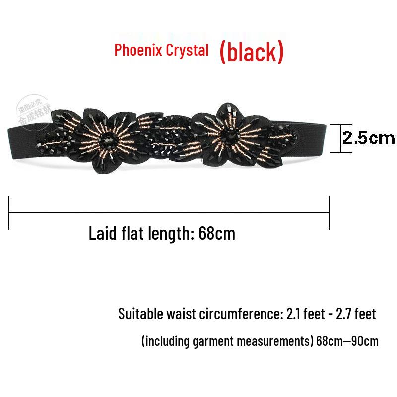 Crystal Rhinestone Elastic Waist Belt for Women's Dresses and Sweaters