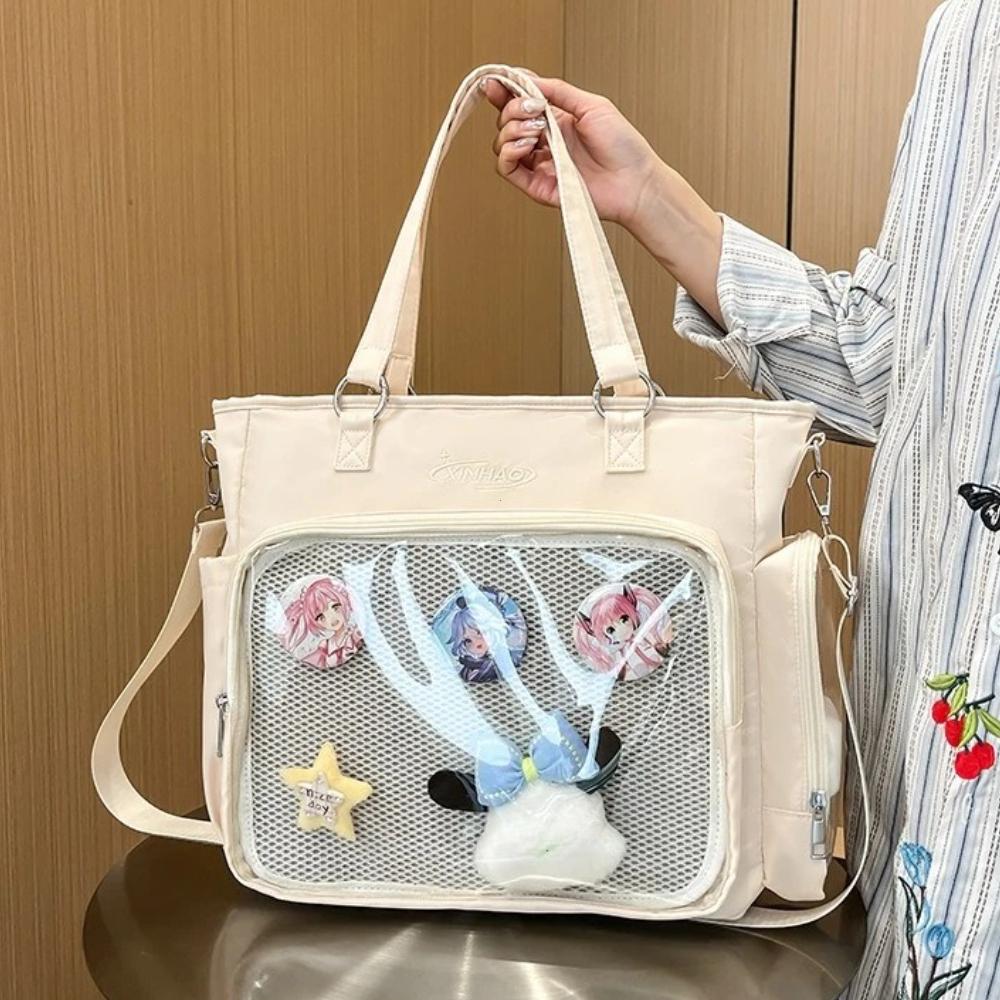 Schoolbag Unisex Kids Blue Transparent Japanese Ita Bags Badge Display Kawaii Shoulder Bags Large Capacity Collage Student Backpacks Jk Uniform Bags