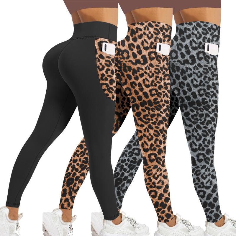 Plus Size Yoga Pants with Leopard Print High-waisted Sexy Running Sports Tight-fitting Pants for Women with Butt-lifting Sweat-wicking Base Layers.