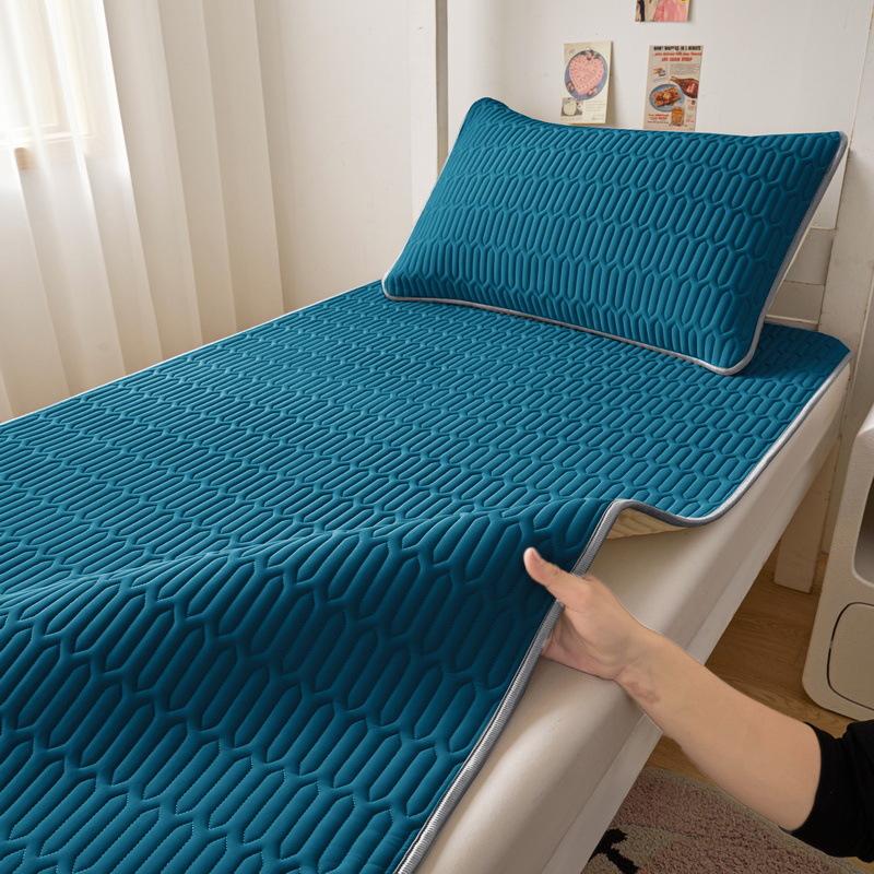 Thickened Ice Silk Cool Bed Sheet & Latex Mattress Topper for Summer