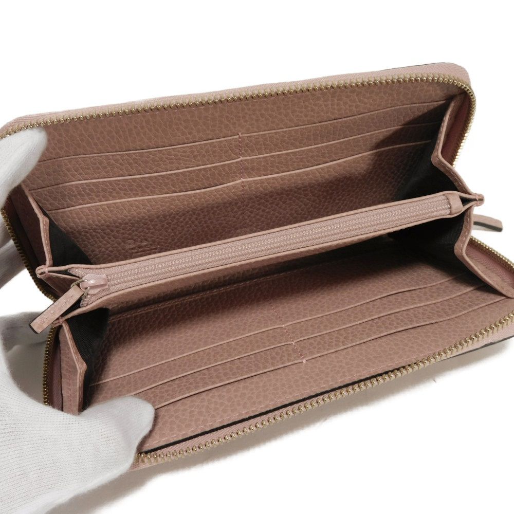 Used 9539 Double G Zip Around Wallet, 449347 CAO0G 5806 7940, Calfskin Zip Around Interlocking G, Soft Pink, Women's