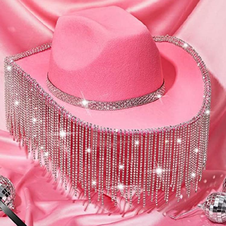 Cowgirl Hat Cowboy Hats Rhinestones Fringe Rave Hat Fit Most Women and Girls