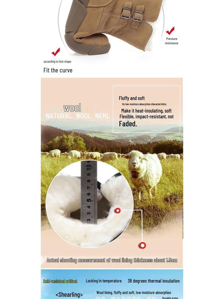 Women's Winter Genuine Leather Ankle Boots, Non-Slip Flat Sole with Thick Velvet Wool and Fur Lining.