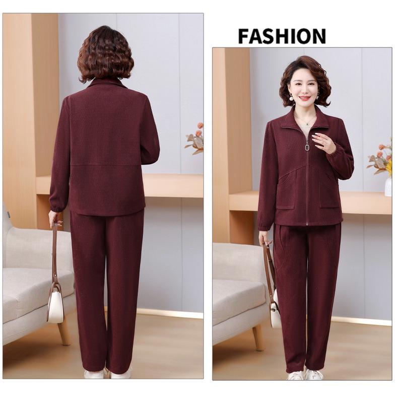 Trening elegant de primăvară: Set din două piese 2025 pentru femei de vârstă mijlocie - Jachetă casual și pantaloni pentru primăvară și toamnă