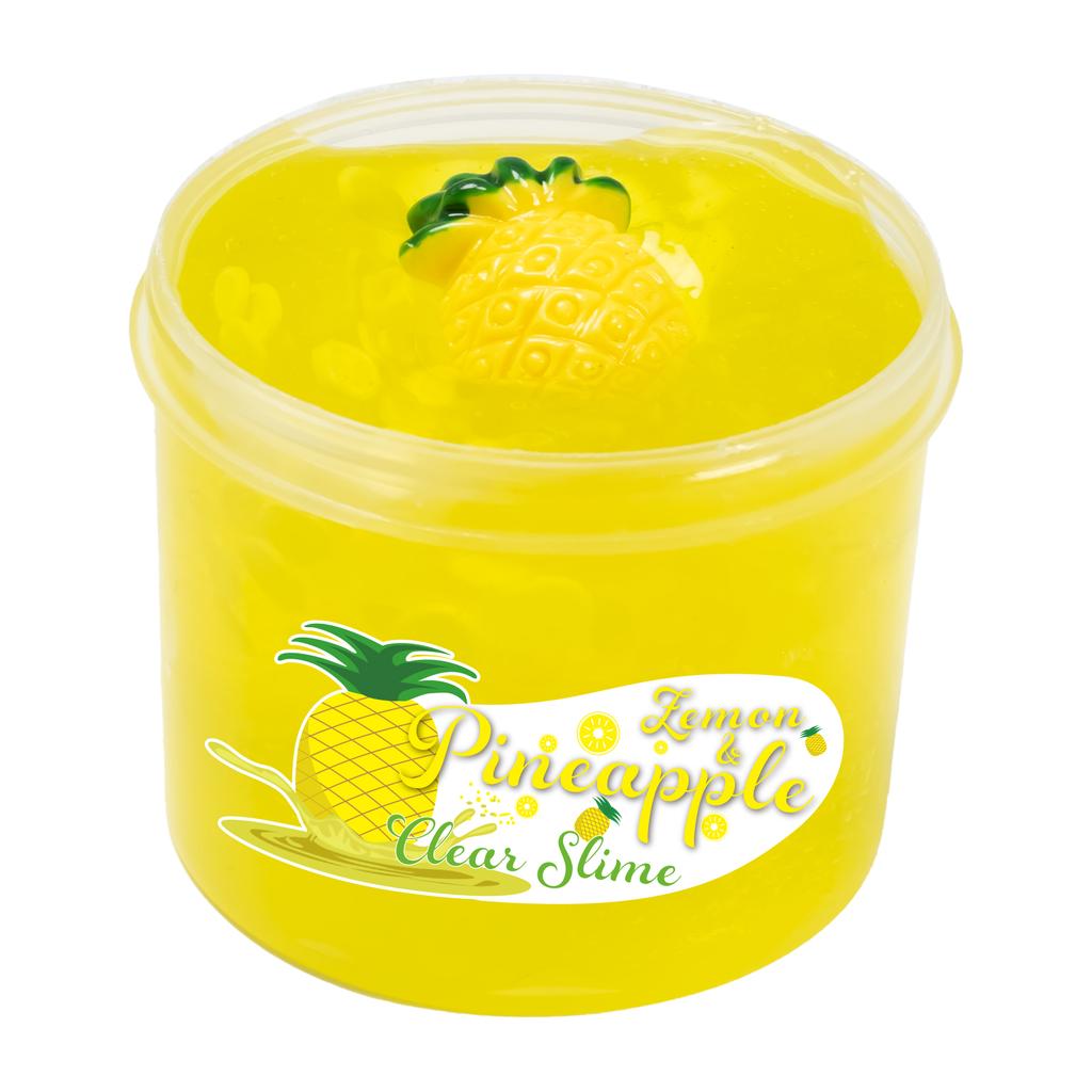 70ml Kristallklarer Schleim mit Wassermelone Pfirsich Avocado Ananas Anhängern - Nicht klebrige weiche Gelee-Knete für Party Weihnachtsgeschenk