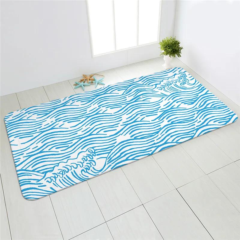 Sea Beach Sand Wave Kitchen Carpet Entrance Door Mat Bedroom   Bathroom Absorbent Non-slip Long