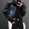 Men's Autumn Retro Patchwork Denim Jacket - Korean Style Petite Short Casual Top