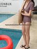 High-Waisted Striped Korean-Style Bikini - Two-Piece Swimwear for Small Busts