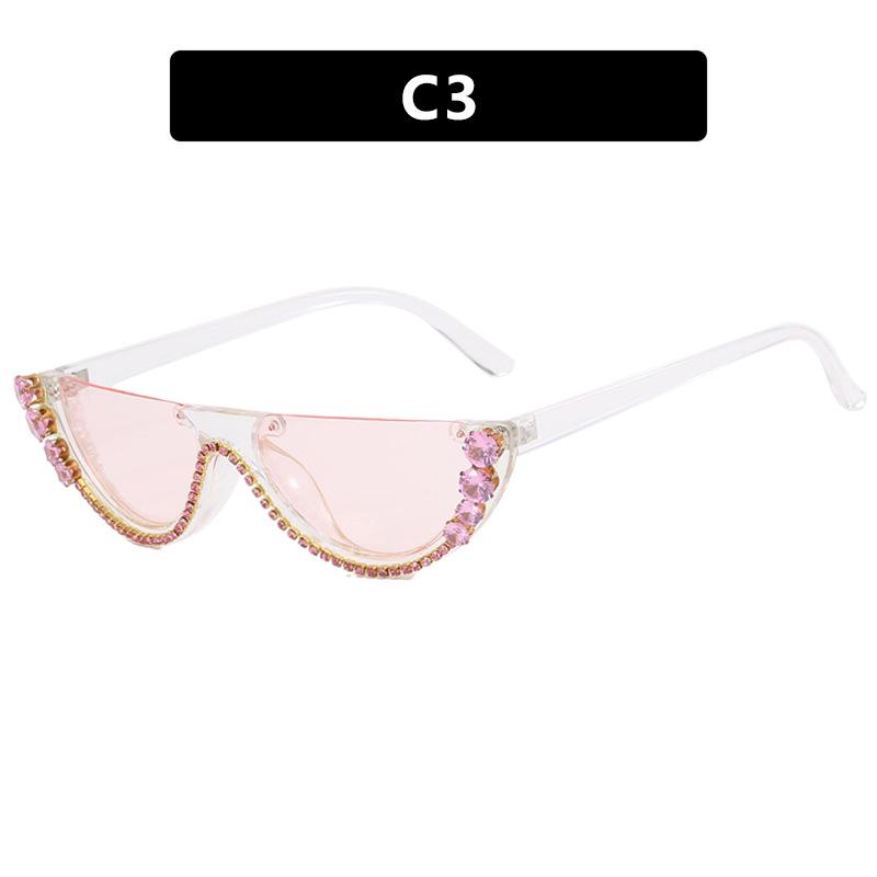 2023 Semi-Rimless Rhinestone Sunglasses - New Trendy European & American Street Style, Internet Celebrity-Inspired