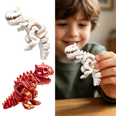 3D Printed Mini Skeleton Dinosaur Model Articulating Dinosaur Figurine Collectible Desktop Decoration for Kids Teens Adults