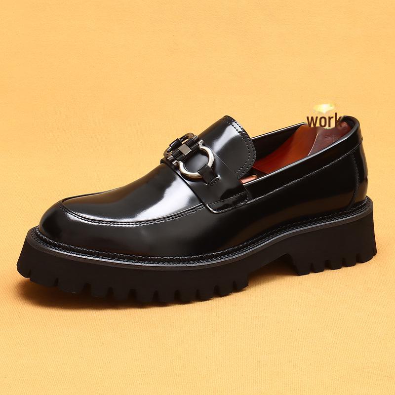 

[Распродажа] Мужские деловые повседневные мокасины из коровьей кожи - британские слипоны на толстой подошве 43 чёрный