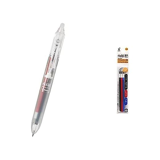 [Set Purchase] Pilot Erasable Multicolor Ballpoint Pen  Frixion Ball 4  Transparent Body & Refill Frixion Ballpoint Pen 0.38mm 3 Color Set