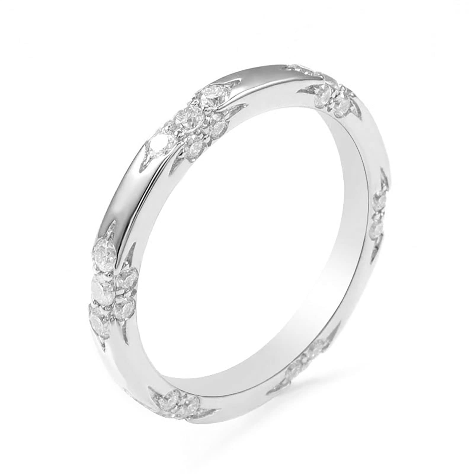 

Moissanite Ring D Color S925 Sterling Silver 18K White Gold Plated Artificial Diamond Wedding Ring Hypoallergenic Popular Gift for Gifts for