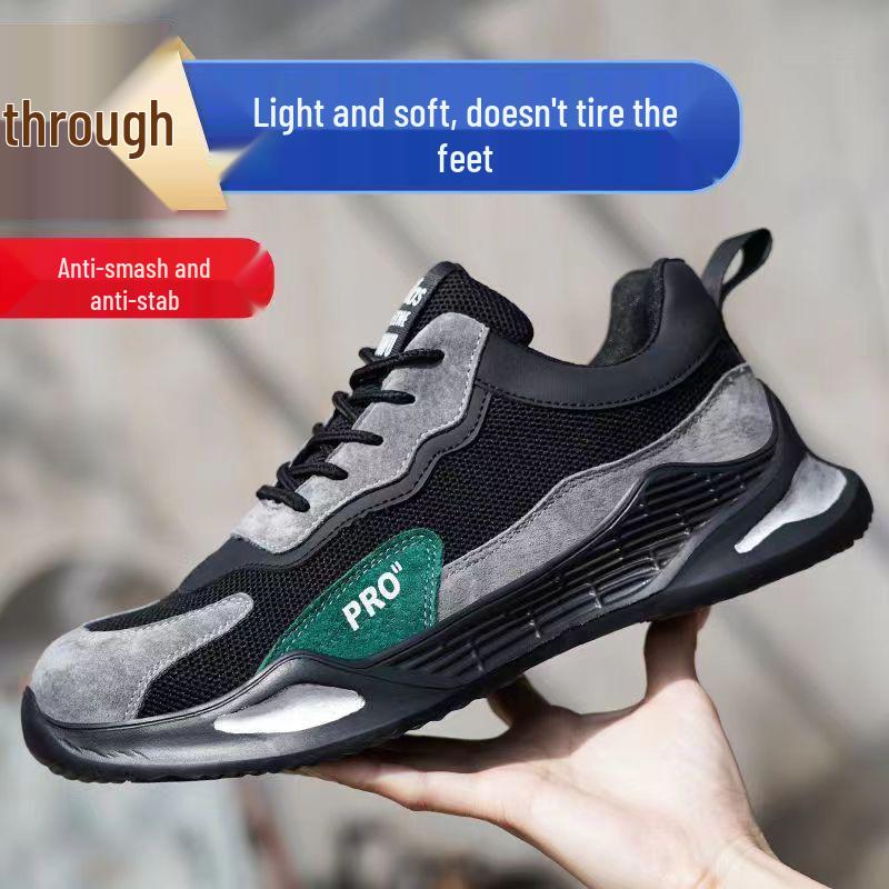 Men's Breathable Lightweight Steel Toe Work Shoes - Anti-Smash, Anti-Puncture, Soft Sole, Wear-Resistant, Anti-Odor.