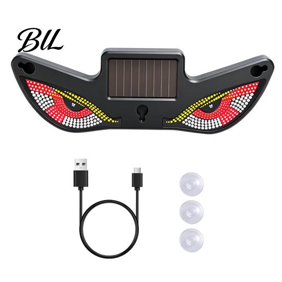 Creative Automotive Light Decor Solar Demon Eyes Car LED Light, USB Wireless Animated Eye Warning Lights for Windshield Portable Charging Lamp