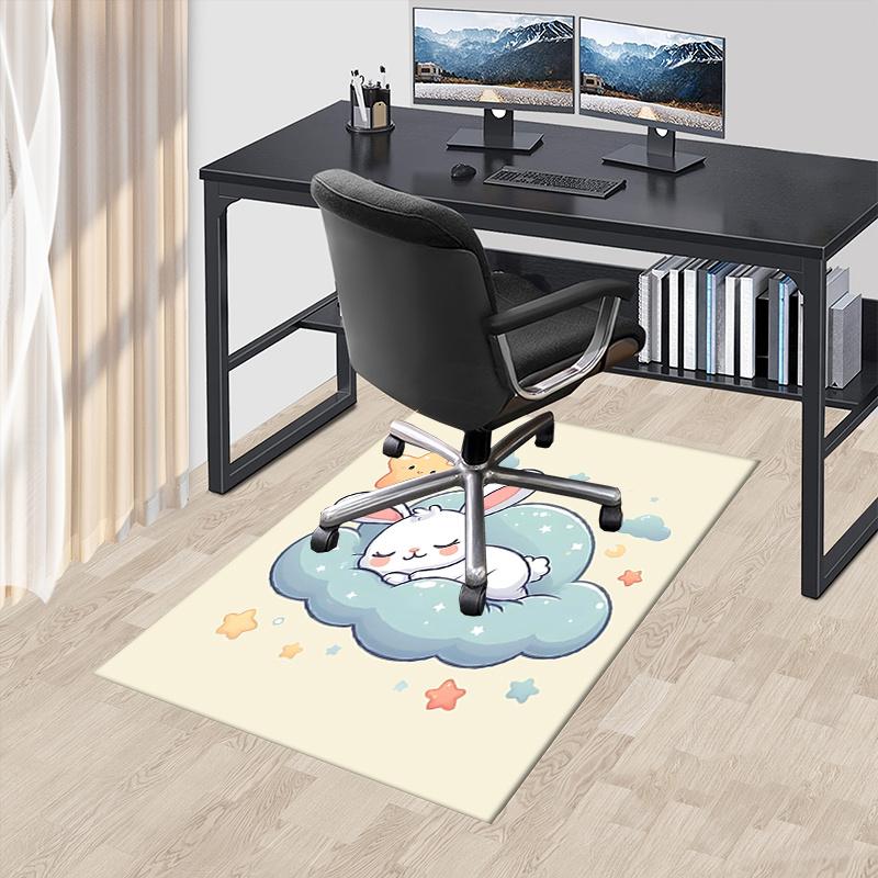 Charming Bunny Star Chair Mat Office Carpet for Home Decor, Suitable for Living Room, Bedroom, and Various Rooms