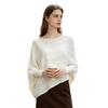 Womens French Style Off-Shoulder Knit Sweater With Hollow Floral Loose Batwing Sleeve Pullover