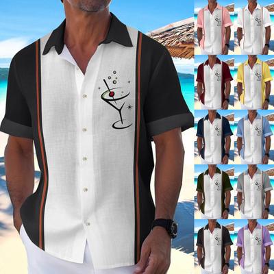 Hawaiian Shirt For Men, Men's Vintage Button Down Bowling Shirts Short Sleeve Summer Beach Shirt