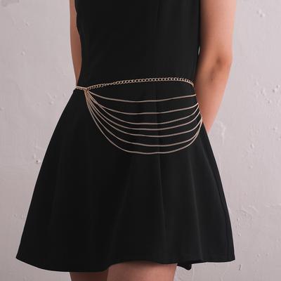 Europe, America, the New Multi-layer Simple Chain Body Chain Female, Retro Sexy Punk Metal Waist Chain
