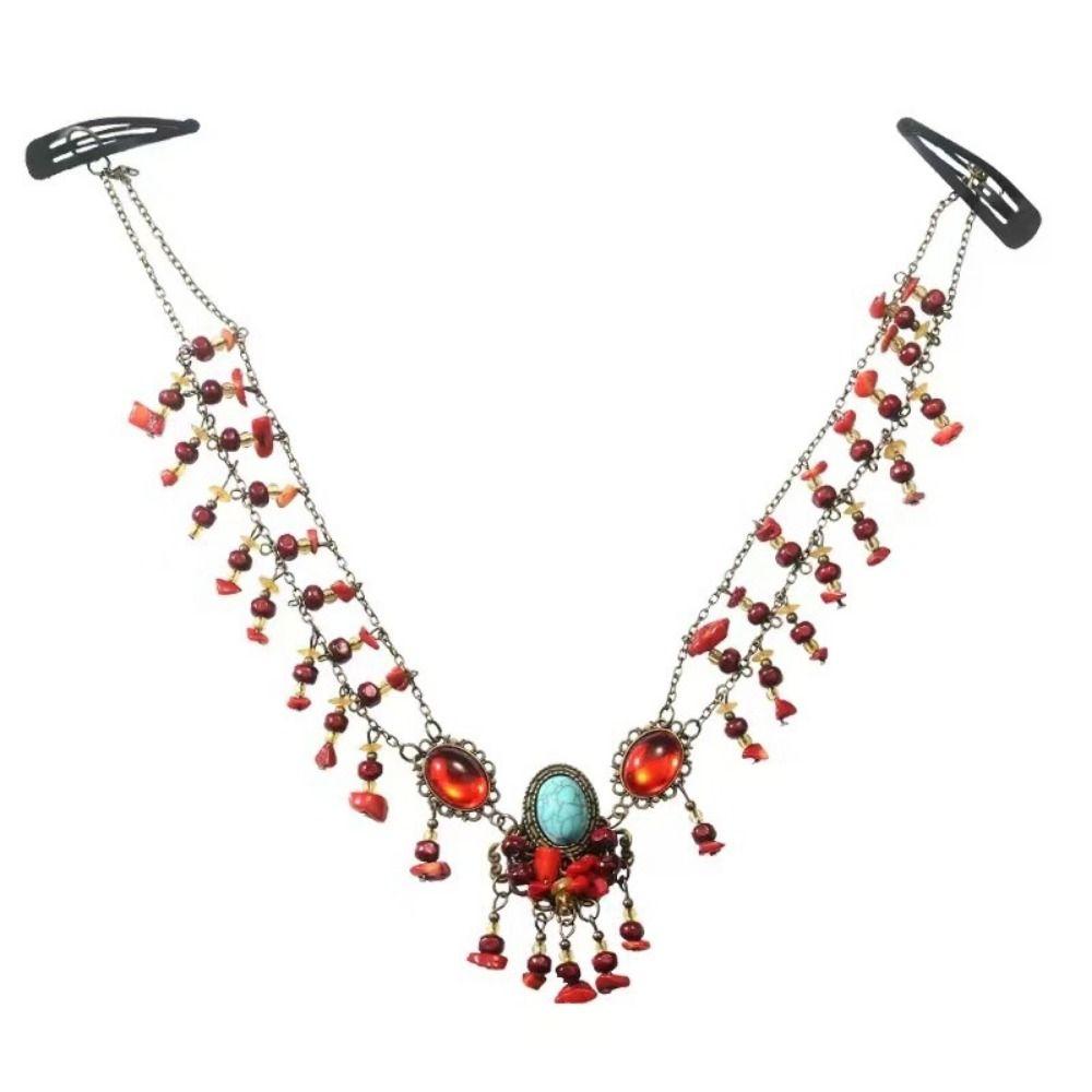 Vintage Ethnic Style Head Chain Multicolors Beads Beads Tassels Headbands  Festival Party