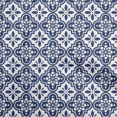 Cotton Flex Dark Blue Fabric Asian Ornamental Fabric For Sewing Printed Craft Fabric By The Yard 40 Inch
