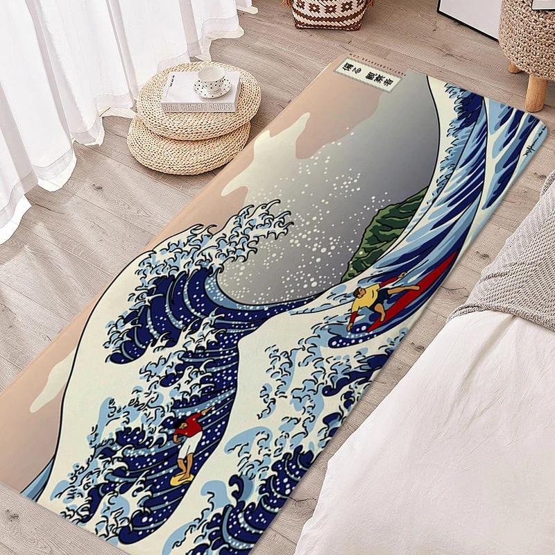 Carpet for Bedroom Japanese Waves Living Room Rugs Kitchen Floor Mat Washable Non-slip Doormat Entrance Door Home Decorations