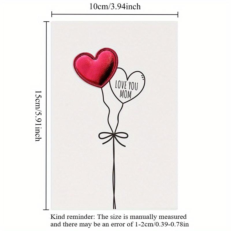 4pcs Mother's Day Card with Leather 3D Heart Design - A Unique and Elegant Gift for Mom