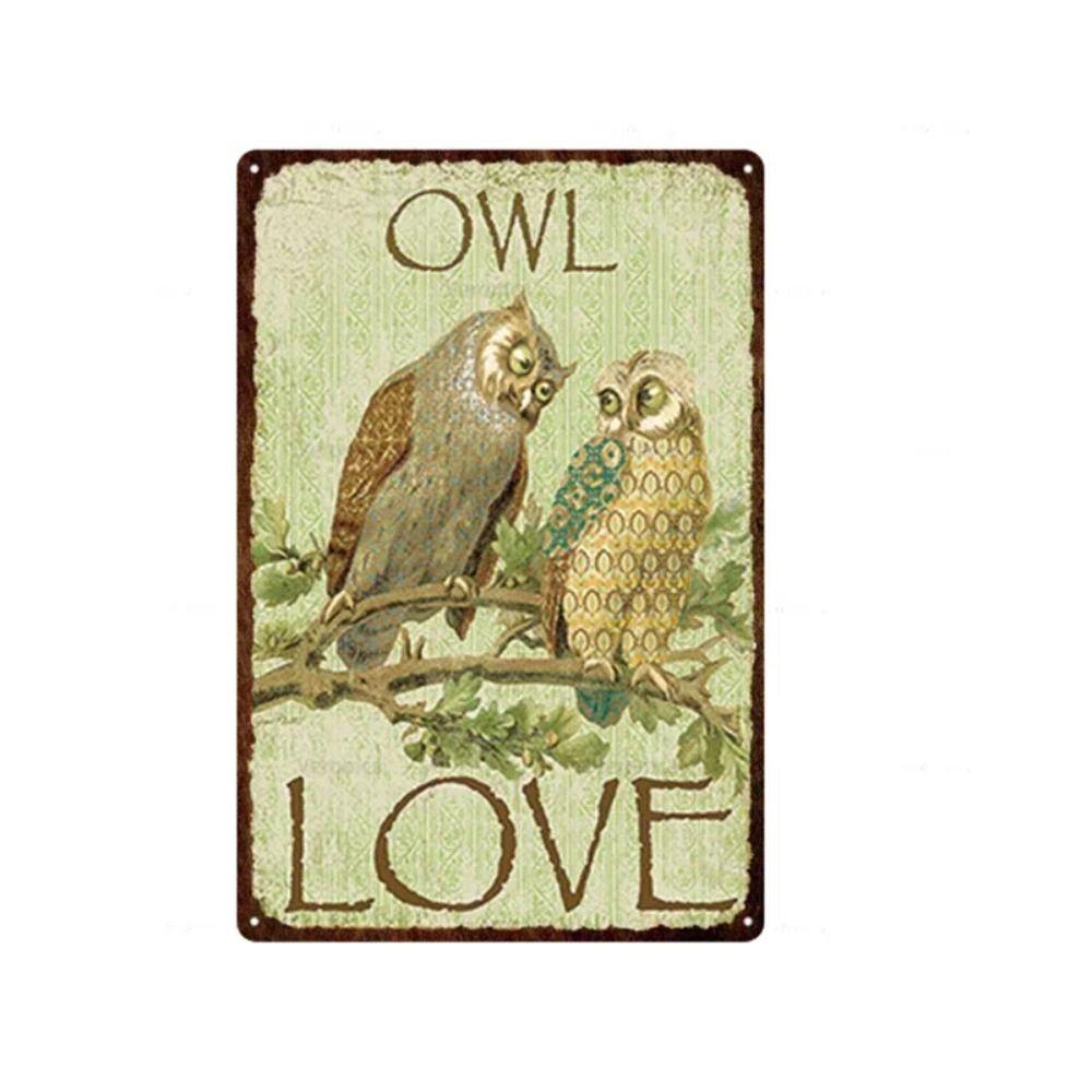 

Metal Sign Owl on Branch Retro Style 20x30 cm Wall Decor Vintage Tin Plate Art