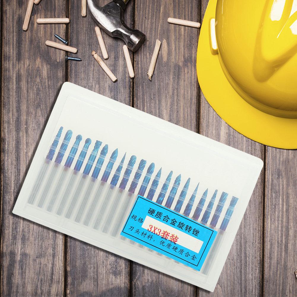 20 Pcs End Mill Tungsten Carbide Single Double Groove Rotate End Milling Cutter