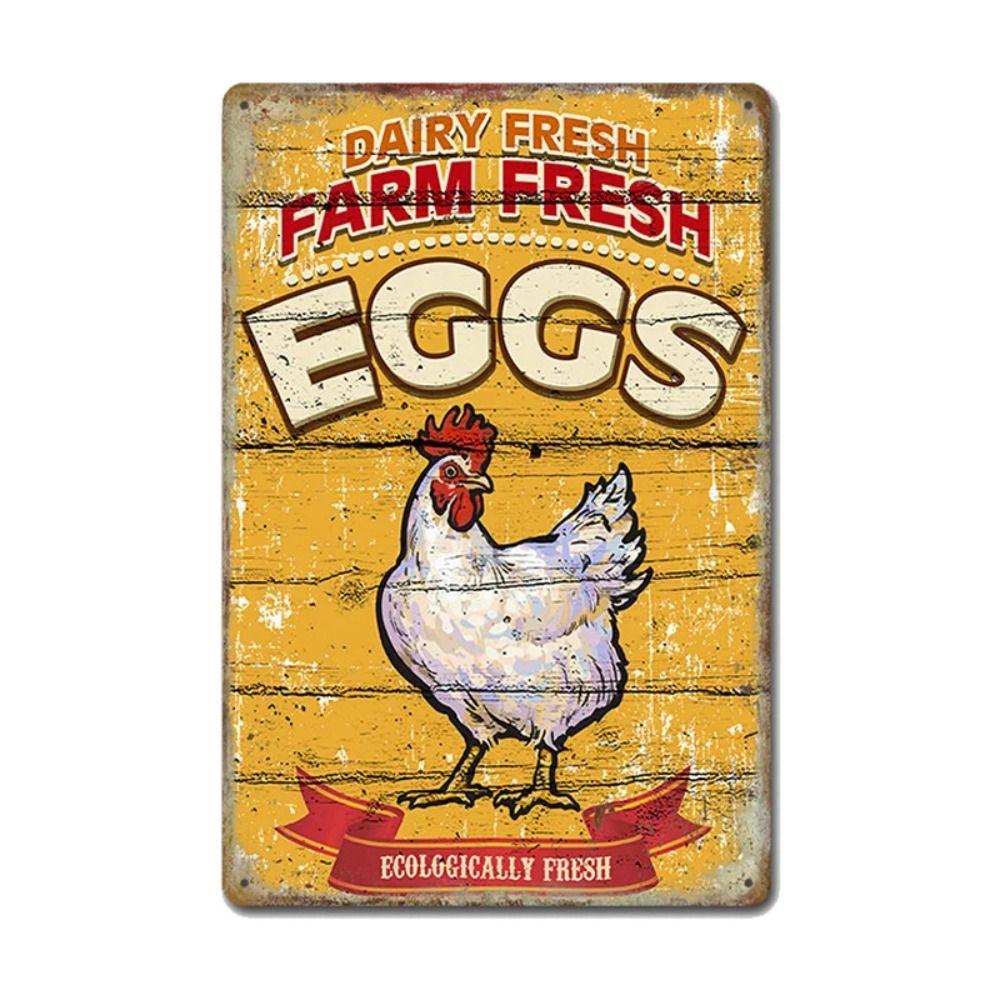 Funny Warning Chicken Sign, Indoor Outdoor Metal Plaque 20x30cm