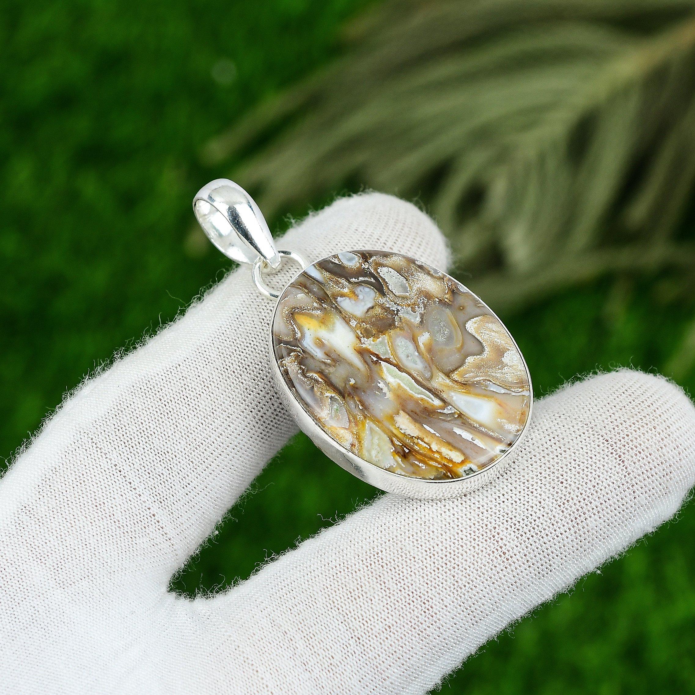 

Mothers day Deal Natural Peanut Wood Jasper 925 Sterling Silver Bezel Pendant