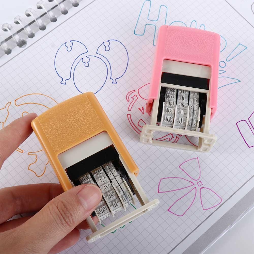 To Ink DIY Stamp Self-Inking Handle Account Stamp Date Stamps Date Wheel Stamp Automatic Ink Return