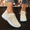 Fashion Spring Summer Breathable Knitted Sneakers Womens Plus Size Soft Sole Flats Shoes Woman Comfort Lace Up Platform Sports Shoes