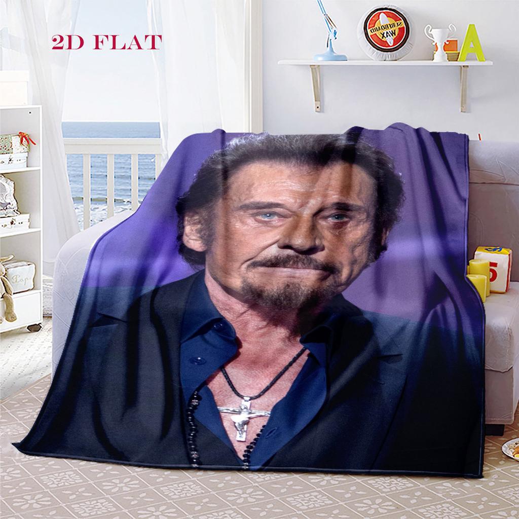 Rock Legend Johnny Halliday blanket Home Decor sofa blanket Digital printing Machine washable bedroom