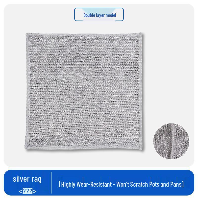 

Двусторонняя салфетка для посуды из серебряной нити: Антипригарное масло, мочалка из стальной ваты для уборки кухни 20x20cm (5 pieces)