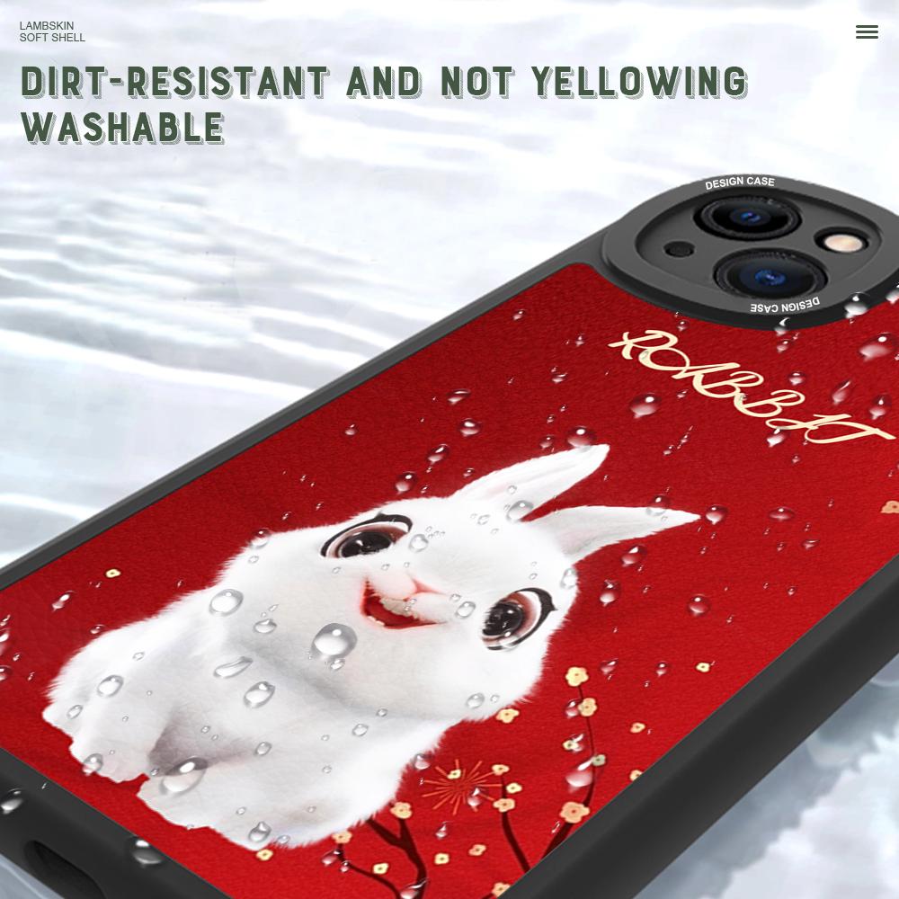 Slim Spring Festival Gala Mascot Rabbit Leather Back Casing PU Leather Cover Phone Case for Huawei Honor Infinix iPhone Vivo
