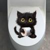 Cute Black Cat Toilet Paper Toilet Sticker Bathroom Toilet Cover Waterproof Sticker Wc For Home Decoration Transparent  Decals S633