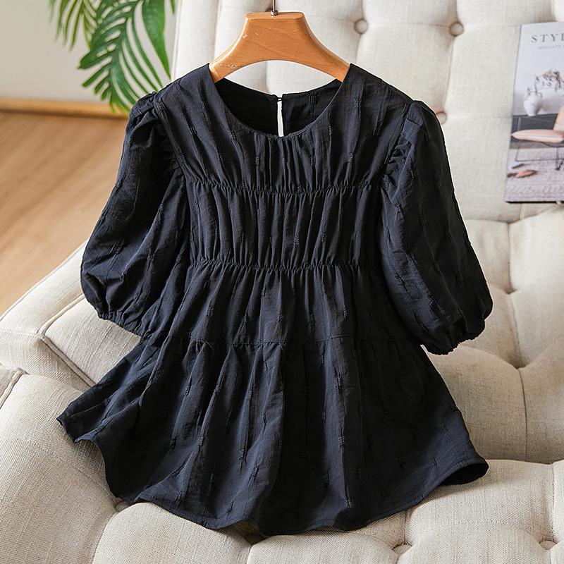 

Абрикосовая футболка с круглым вырезом для женщин, с короткими рукавами, летняя новинка, дизайн топа с маленькой куклой XXL