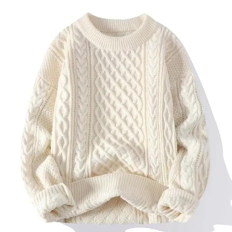 Trendy Knitted Sweater for Men Casual Round Neck Pullover Male Knitted Soft Fall Winter Fashion Long Sleeve Mens Kntwear Outwear