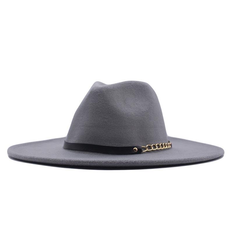 Autumn and winter top hat British classic jazz hat woolen hat big brim cm flat edge top hat