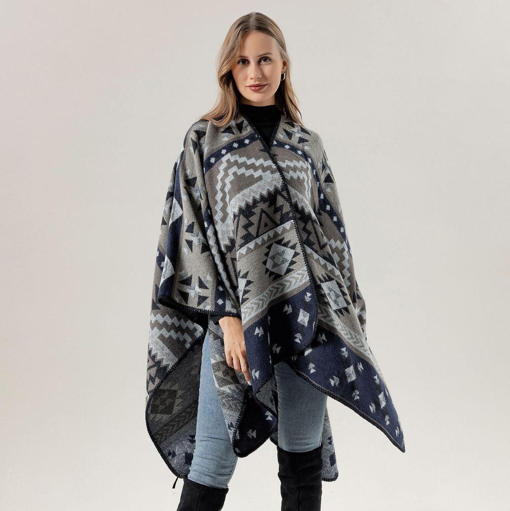 New Yunnan Ethnic Style Double-Sided Shawl: Versatile Warm Cloak Scarf for Women