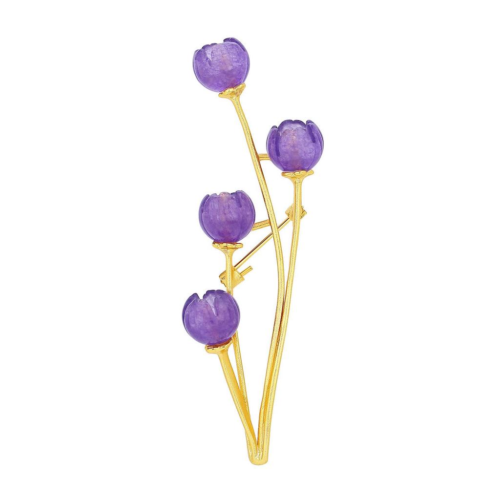 Lila Glockenblume Klassische Brosche: Künstlerisches Retro-Design für Damen