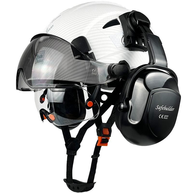Construction Safety Helmet With Visor Built In Goggle Earmuffs For Engineer Reflective Hard Hat ANSI Industrial Work Protection